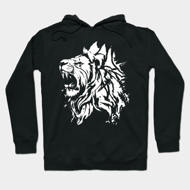 Grunge Lion Head White Hoodie by GAz